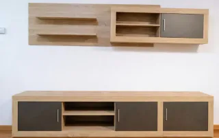 Conjunto Muebles Salón Madera y Cristal
