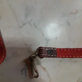 Guinzaglio in cuoio marrone e rosso