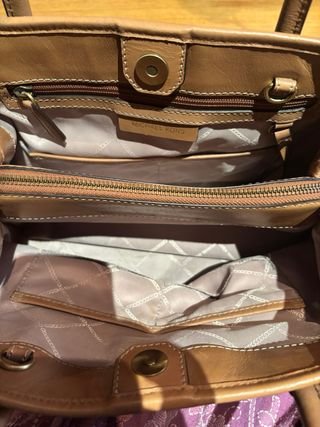 Bolso Michael Kors azul y piel camel