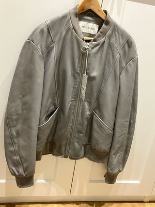 Giacca in pelle Trussardi grigia