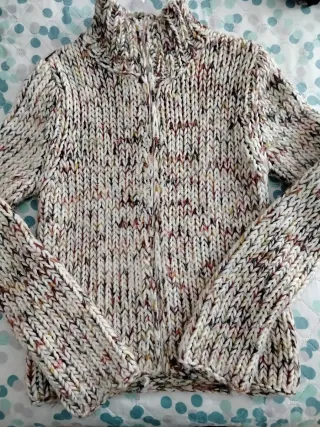 Chaqueta de lana multicolor con cremallera