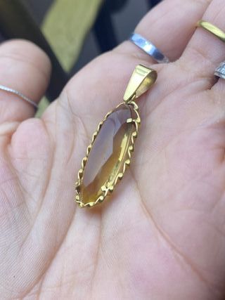 Colgante antiguo oro piedra citrino natural