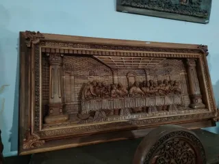 Cuadro Sagrada Cena Madera Tallada