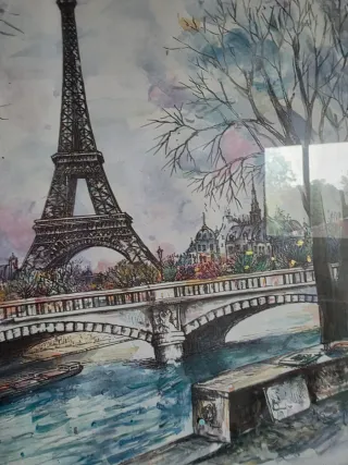 Cuadro París Torre Eiffel Acuarela