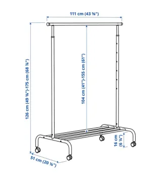 Burro ropero metálico blanco.