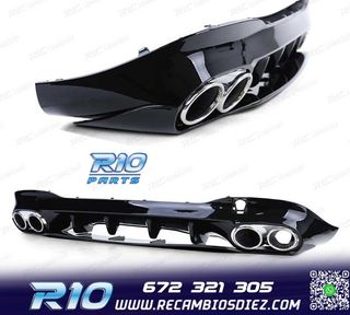 DIFUSOR MERCEDES CLA C118 19- LOOK AMG NEGRO BRILLO + COLAS