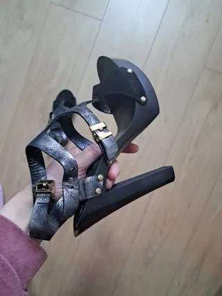 Sandalias Scholl Talla 36 Negro/Plata de piel