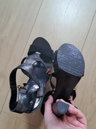 Sandalias Scholl Talla 36 Negro/Plata de piel
