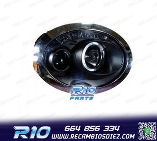 FAROS MINI COOPER R50 R52 R53 01-06 OJOS ANGEL LED FONDO NEG