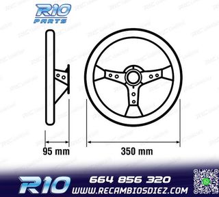 VOLANTE INVERTIDO PIEL SINTETICA NEGRO BRAZOS NEGROS Y RIBET