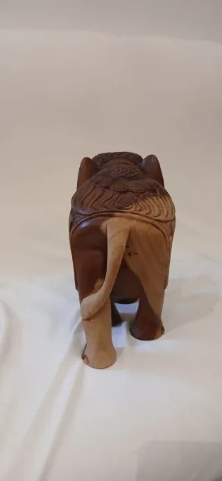 Statua Elefante Indiano Legno Scolpito