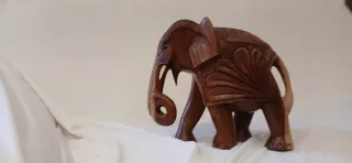 Statua Elefante Indiano Legno Scolpito