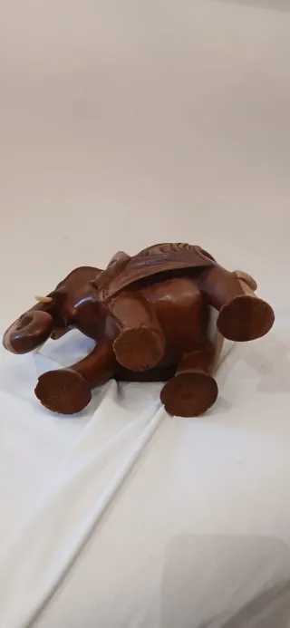 Statua Elefante Indiano Legno Scolpito