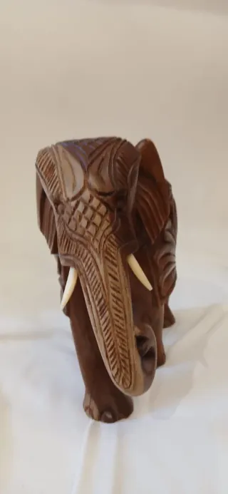 Statua Elefante Indiano Legno Scolpito
