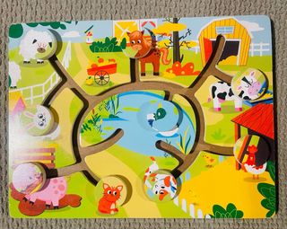 Lote Juguetes Madera: Abaco, Puzzle, Gusano