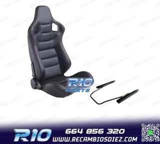 KIT ASIENTO DEPORTIVO SEMI BAQUET ESTILO RS CUERO NEGRO COST