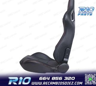 KIT ASIENTO DEPORTIVO SEMI BAQUET ESTILO RS CUERO NEGRO COST