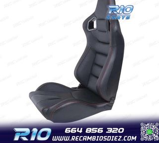 KIT ASIENTO DEPORTIVO SEMI BAQUET ESTILO RS CUERO NEGRO COST