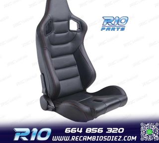 KIT ASIENTO DEPORTIVO SEMI BAQUET ESTILO RS CUERO NEGRO COST