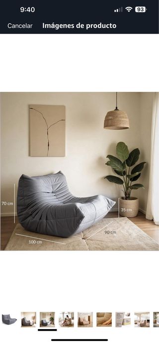 Puff “Togo” Terciopelo Beige Antimanchas