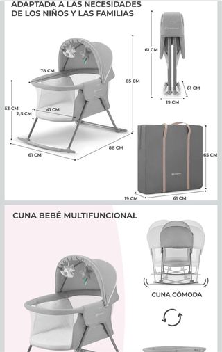 Minicuna/Moisés Kinderkraft Gris