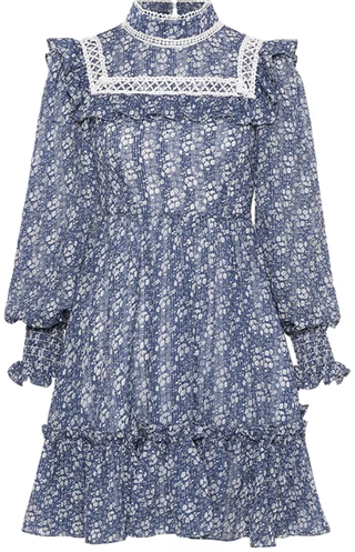 Vestido floral azul y blanco