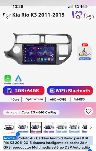 Radio CarPlay Android 4G Kia Rio K3 2011-2015