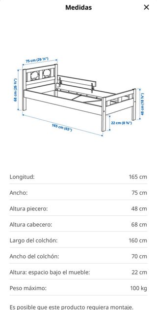 Cama infantil Ikea blanca