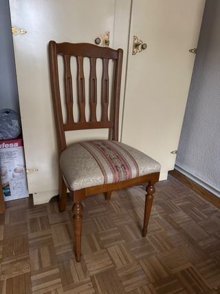 Conjunto 4 sillas madera tapizadas