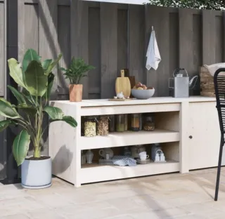 Mueble exterior madera maciza blanco - sin abrir