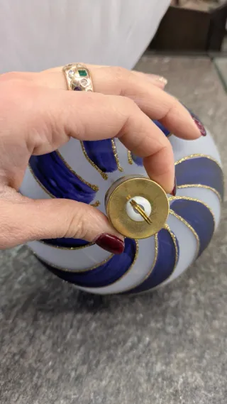 Sfera Decorativa Natale Vetro Blu e Oro