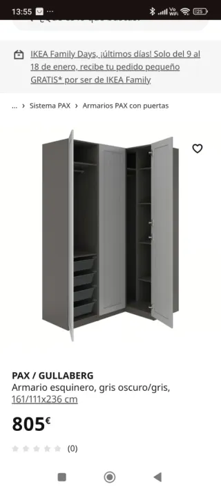 Armario vestidor esquinero Ikea komplement