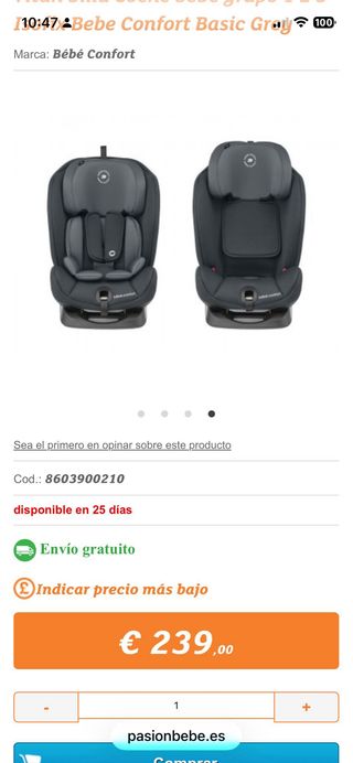 Silla coche Bébé Confort Titan Isofix Grupo 1/2/3