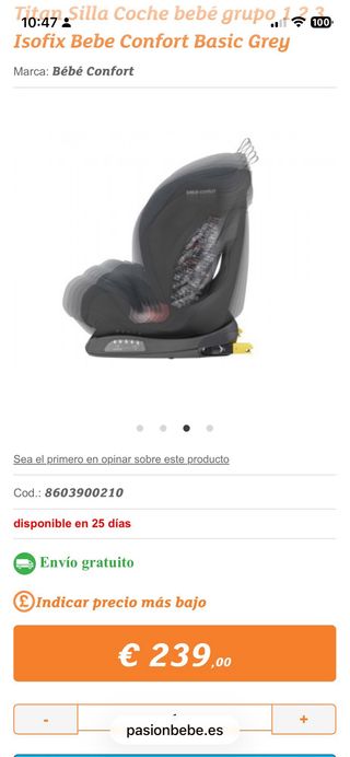 Silla coche Bébé Confort Titan Isofix Grupo 1/2/3