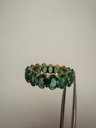 Anillo Oro 14k con Esmeraldas Ovaladas