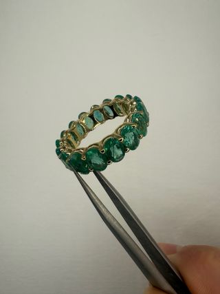 Anillo Oro 14k con Esmeraldas Ovaladas