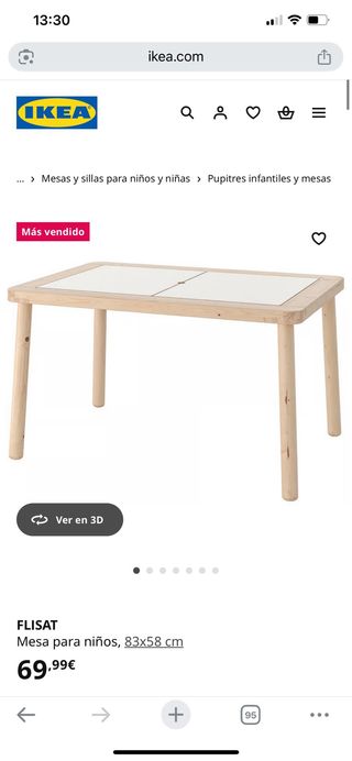 Mesa infantil madera con 2 taburetes