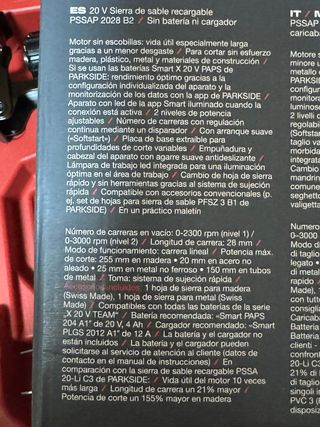 OFERTÓN sierra de sable Parkside Performance 20V