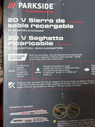 OFERTÓN sierra de sable Parkside Performance 20V