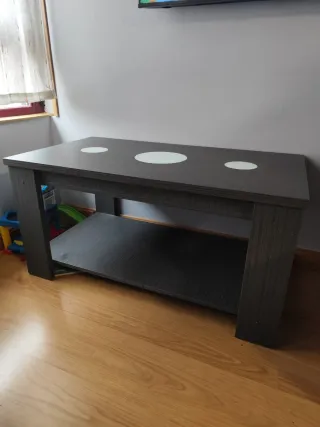 Mesa de centro elevable madera y cristal