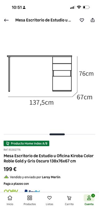 Mesa escritorio de estudio. Precio original 199€