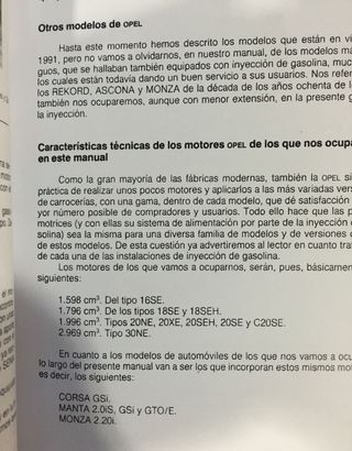 OPEL CORSA KADETT MANTA GSI ASCONA MANUAL INYECCIO
