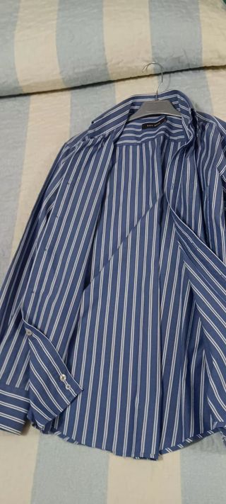 Camisa de rayas Easy Wear azul y blanco