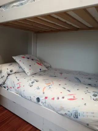 Litera madera blanca + colchones Muebles Lufe