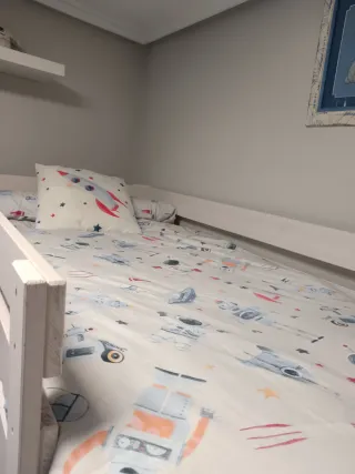 Litera madera blanca + colchones Muebles Lufe