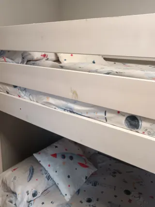 Litera madera blanca + colchones Muebles Lufe