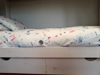 Litera madera blanca + colchones Muebles Lufe