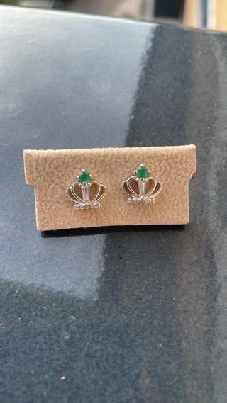 Pendientes Corona Plata 925 y Esmeralda