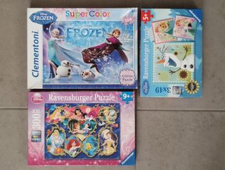 Lotto 3 puzzle Frozen e Principesse Disney