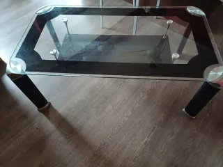 Mesa de centro cristal y metal